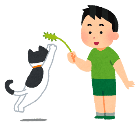 猫と男の子のイラスト