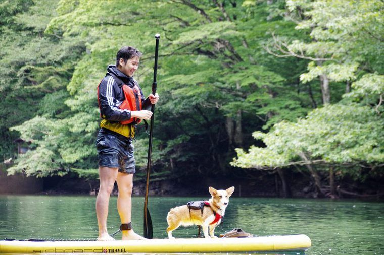 那須で犬とカヤック、SUP