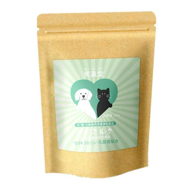 青瀛堂(せいえいどう) 犬 猫 ペット用ヤギミルク(100g) ラクトフェリン 乳酸菌配合 保存料着色料不使用 計量スプーン付